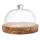 Carved Wood Board w/ Cloche