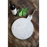 Round Marble Cutting Board with Jute Handle