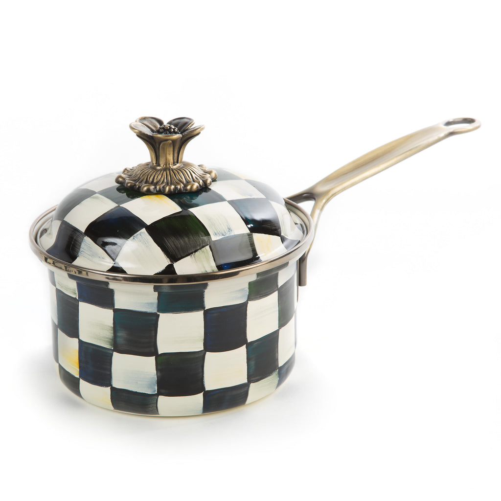 Courtly Check Enamel 1 Qt Saucepan