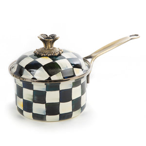 Courtly Check Enamel 1 Qt Saucepan