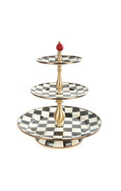 Courtly Check Enamel Three Tier Sweet Stand