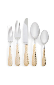 Check Flatware  Gold  5 Piece Placesetting