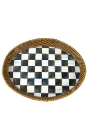 Courtly Check Enamel Rattan Tray  Large