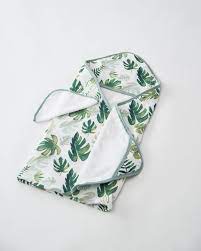 Tropical Leaf Baby Hooded Towel Set