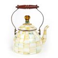 Parchment Check Enamel Tea Kettle  2 Qt.