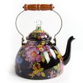 Flower Market Tea Kettle  3 Qt  Black