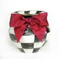 Courtly Check Enamel Vase  Small  Red Bow